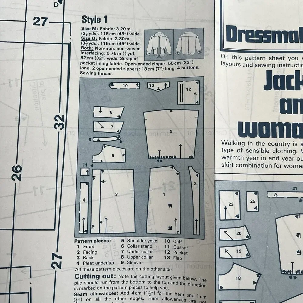 Vintage Designer Sewing Patterns Uncut Lot Of 3 Blouse Dress Jacket Skirt 70s